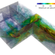 This model shows maximum air velocity within a building in the 10 seconds after a blast wave enters the window.